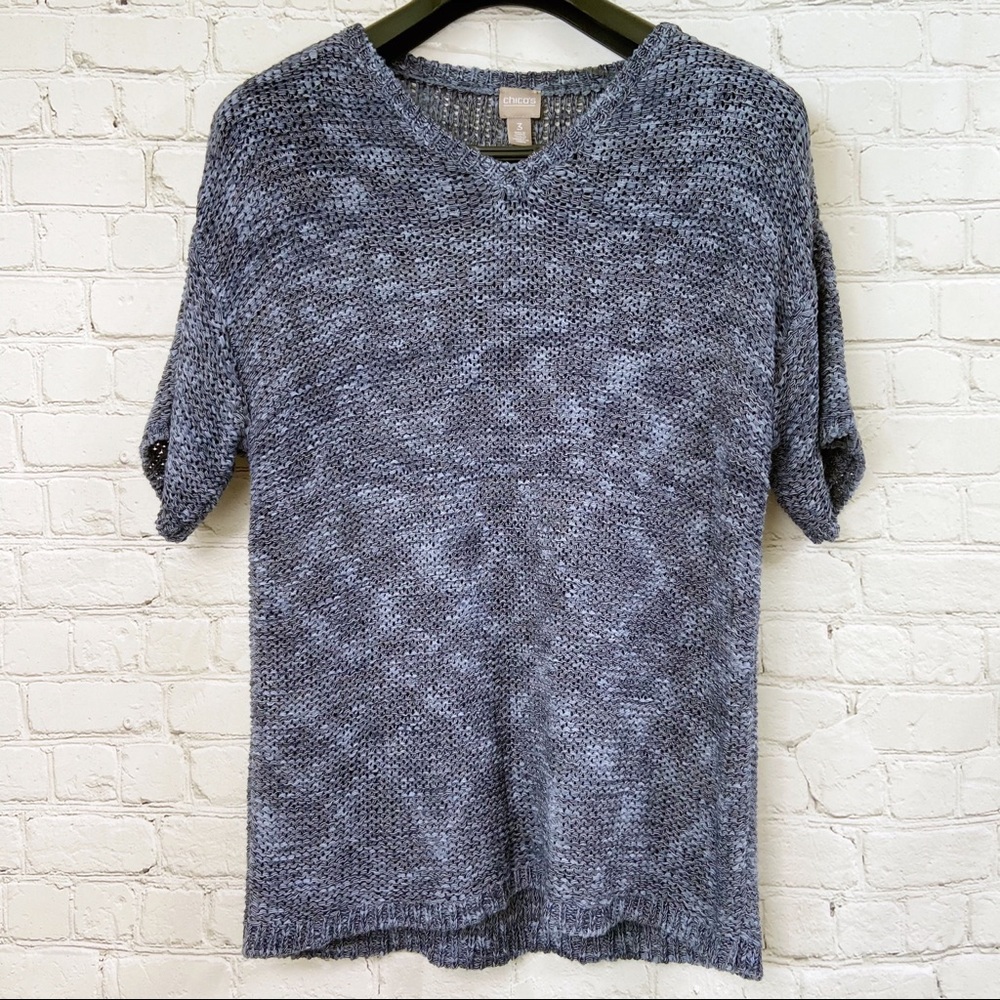 4/$25 Chico’s blue short sleeve sweater size 3